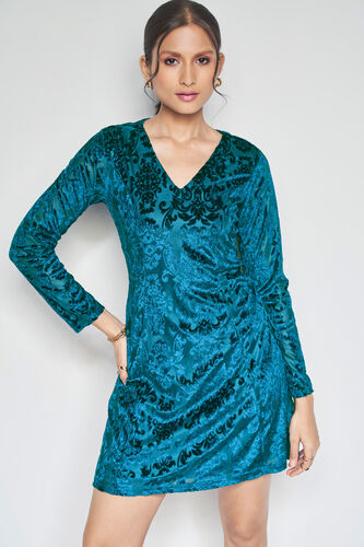 Tiana Jacquard Dress, Teal, image 5
